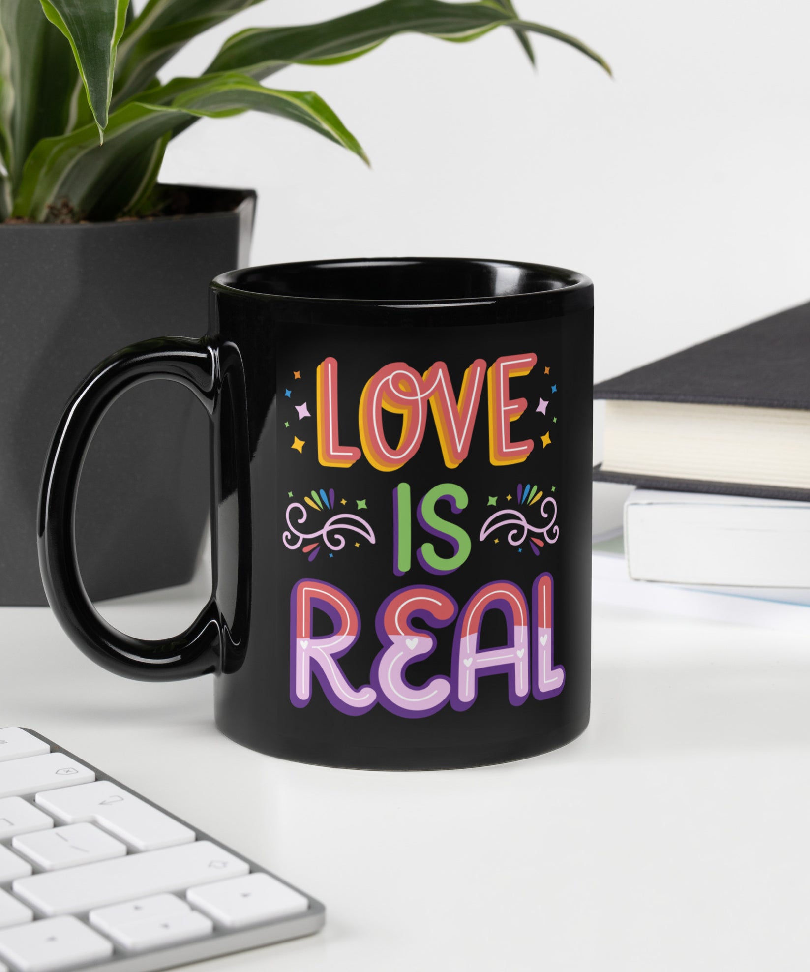 Love is Real - Black Glossy Mug