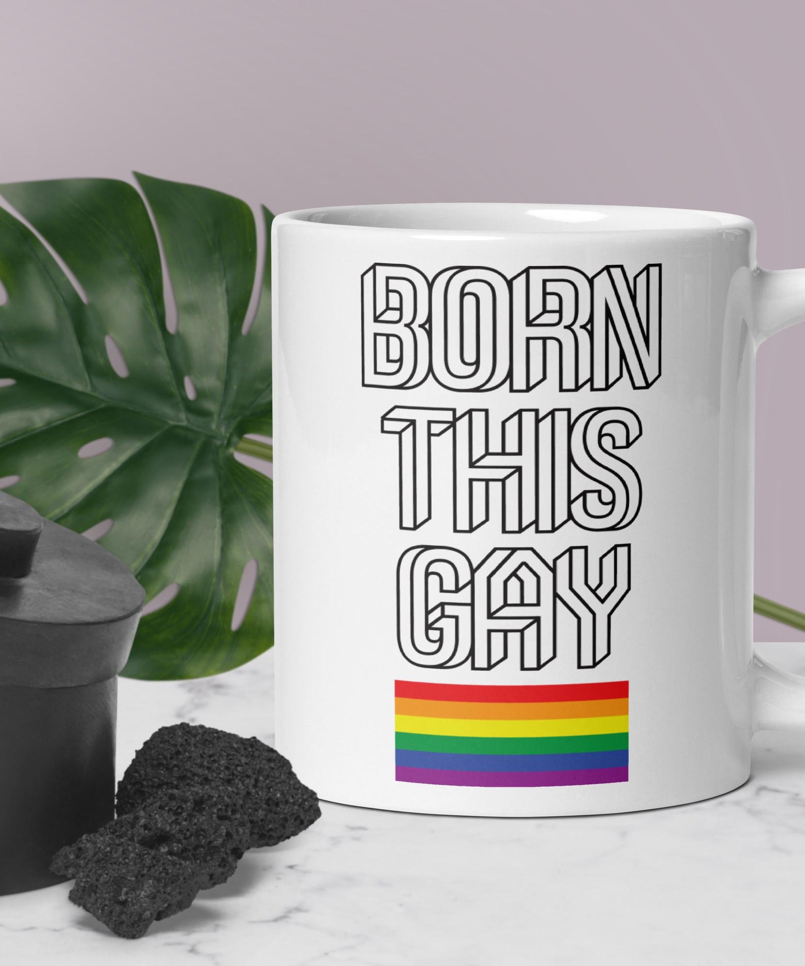 Born This Gay - White glossy mug